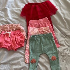 6 baby girl shorts and pants in sizes 0-3 and 3-6 month